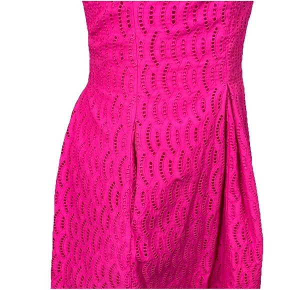 Lord & Taylor Sleeveless Eyelet Fit & Flare Mini Dress Size 6 Petite cotton Pink - Picture 5 of 8